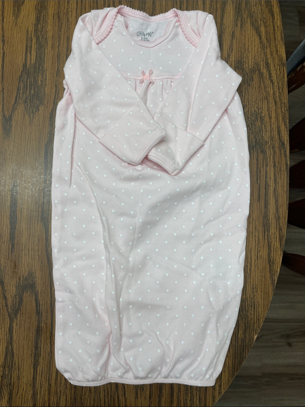 Little Me Pale Pink Polka Dot Sleep Gown